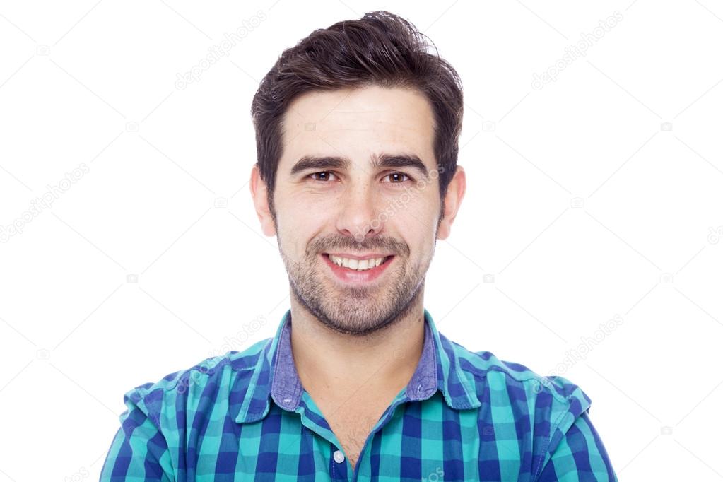 Close-up portrait of a handsome latin man smiling