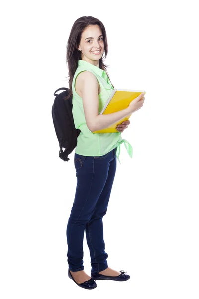 Female student carring notebooks — Stock Photo, Image