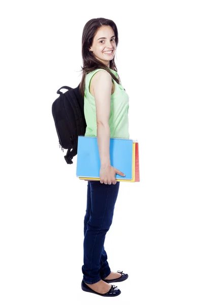 Female student carring notebooks — Stock Photo, Image