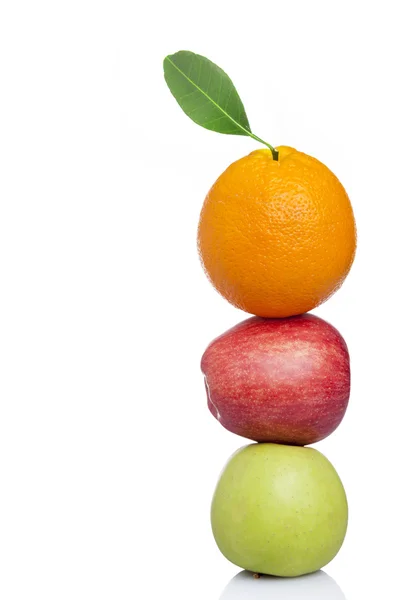 Stack of fresh fruit, isolated on white background — Stock Photo, Image