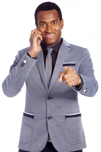 Americký obchodní muž mluví po telefonu — Stock fotografie