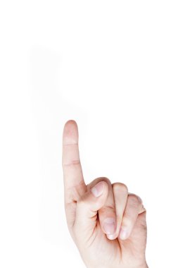 흰색 바탕에 가리키는 사람 손
