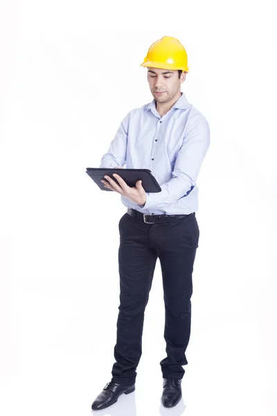 Retrato de un ingeniero guapo, aislado en blanco —  Fotos de Stock