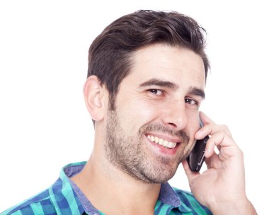 latin cep telefonuyla konuşan adam