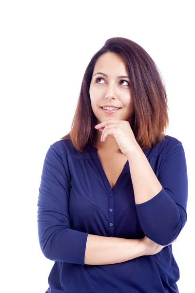 Thoughtful woman looking up — Stock Photo, Image