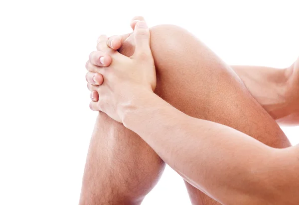 Uomo muscolare con dolore al ginocchio — Foto Stock