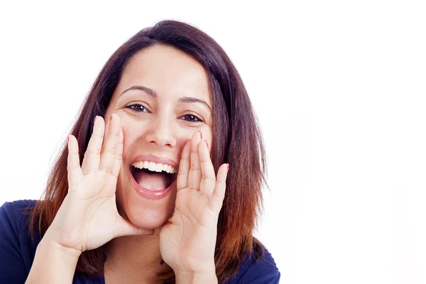 Beautiful young woman shouting — Stock Photo, Image