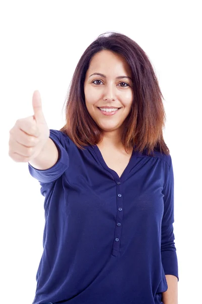 Young woman showing thumb up — Stock Photo, Image