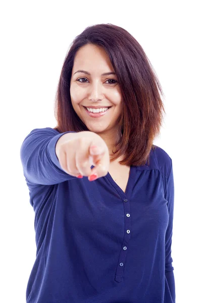 Ung kvinna pekar på dig — Stockfoto