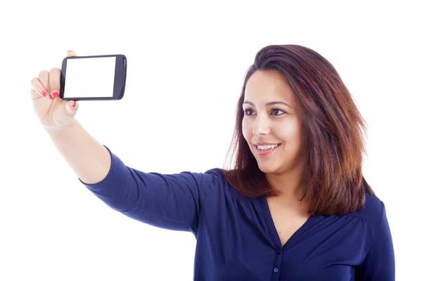 Kadın selfie çekiyor. — Stok fotoğraf