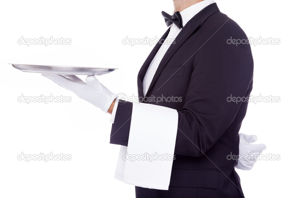 Waiter holding dish