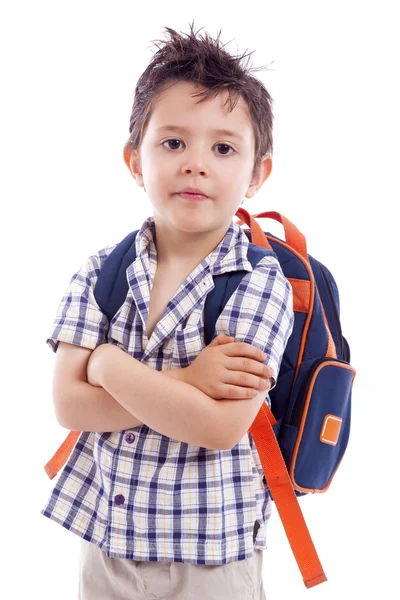 Retrato del niño de la escuela de pie con los brazos cruzados — Foto de Stock