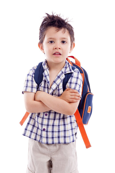 School kid standing with arms crossed