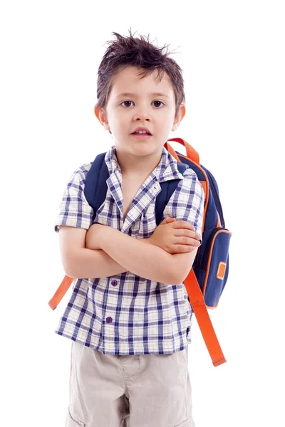 School kid standing with arms crossed Royalty Free Stock Images