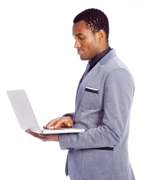 Homem de negócios com laptop — Fotografia de Stock