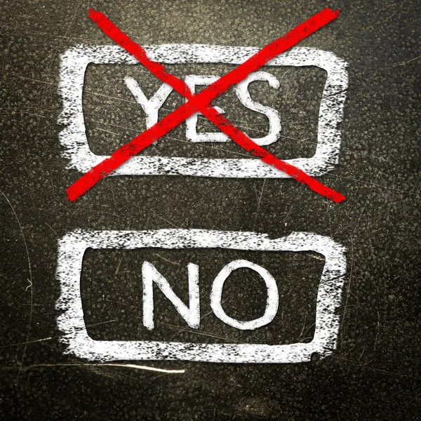 Yes or no written on the blackboard with white chalk. Your choice as a concept. — Stock Photo, Image