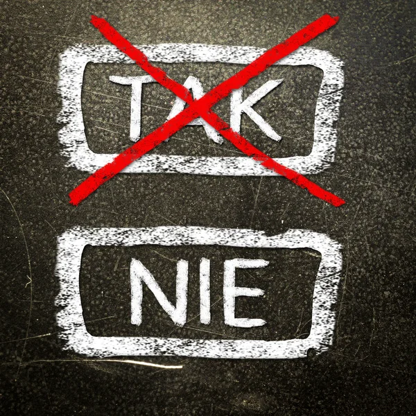 Tak or nie written on the blackboard with white chalk. Your choice as a concept. — Stock Photo, Image