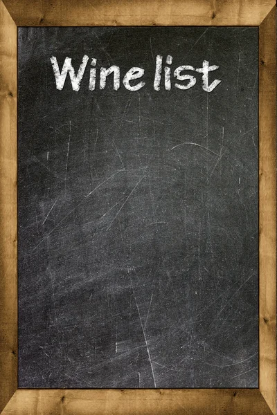 Wine list written with white chalk on a blackboard — Stock Photo, Image