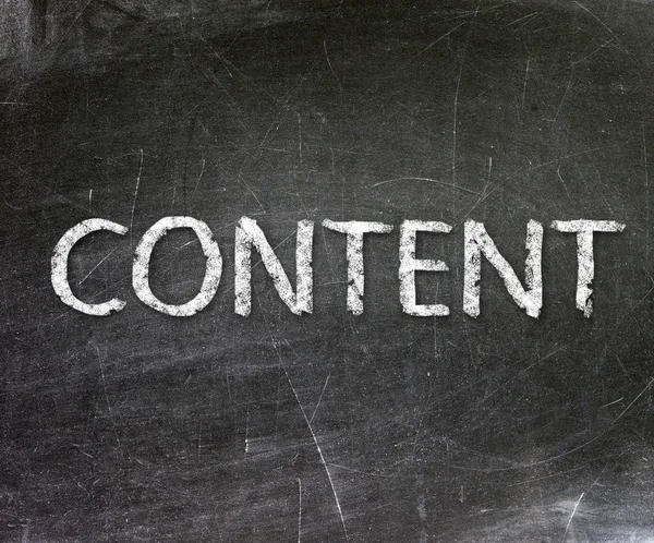 "Content" handwritten with white chalk on a blackboard — Stock Photo, Image