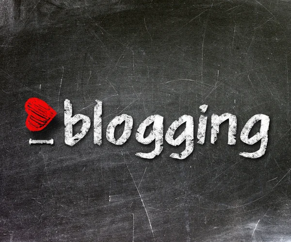 I love my blog handwritten with white chalk on a blackboard — Stock Photo, Image