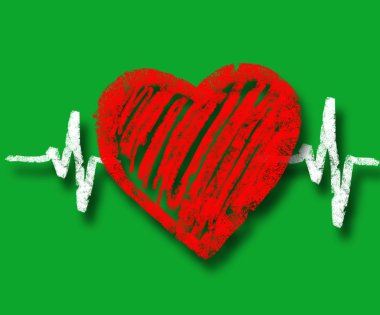 kalp atışı karakter ve tasarım, love heart bir kara tahta üzerinde