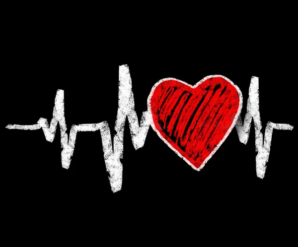 Heartbeat karakter en design, liefde hart — Stockfoto