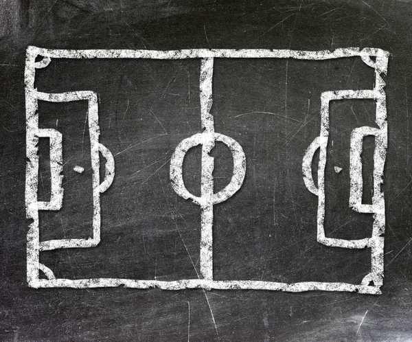 Football field drawn on a chalkboard. View from the top. — Stock Photo, Image