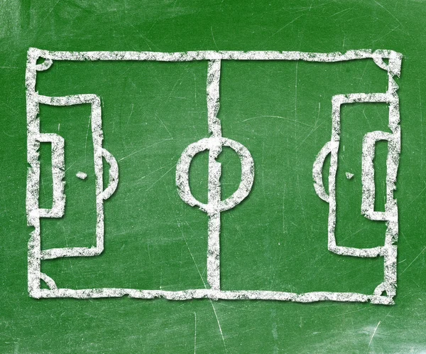 Football field drawn on a chalkboard. View from the top. — Stock Photo, Image