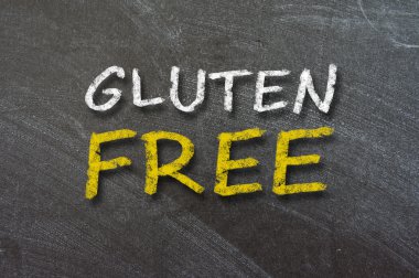 el yazısıyla yazılmış bir yazı tahtası Beyaz tebeşir ile ücretsiz gluten.