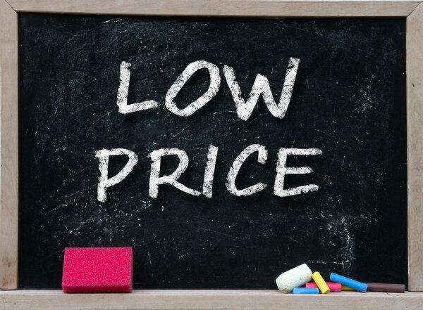 Low price handwritten with white chalk