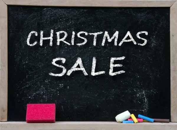 Christmas Sale handwritten with white chalk — Stock Photo, Image