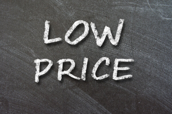 Low price handwritten with white chalk