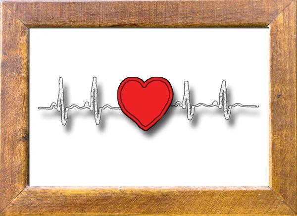 Heartbeat character and love heart — Stock Photo, Image