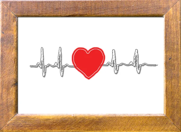 Heartbeat character and love heart — Stock Photo, Image