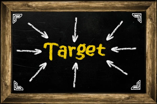 Business access the target on chalkboard — Stock Photo, Image