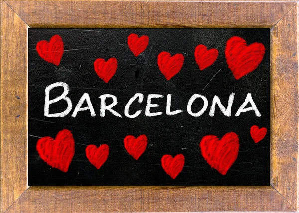 Βαρκελώνη, γραμμένο σε έναν πίνακα που χρησιμοποιείται — Φωτογραφία Αρχείου