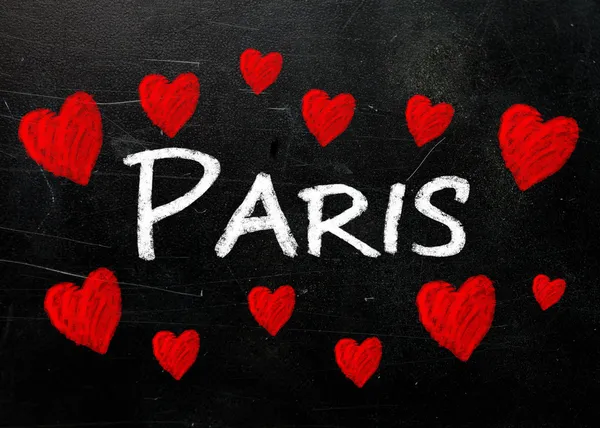 Parijs geschreven op een schoolbord gebruikte — Stockfoto