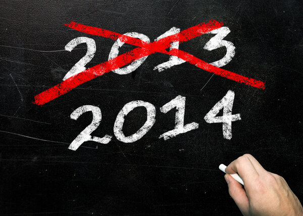 Blackboard with 2013 and 2014