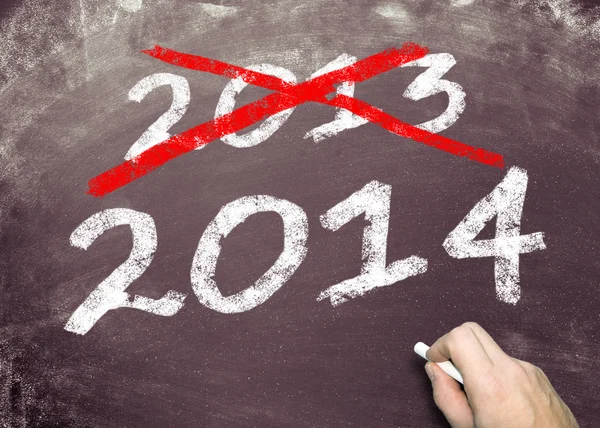 Krijtbord met 2013 of 2014 — Stockfoto