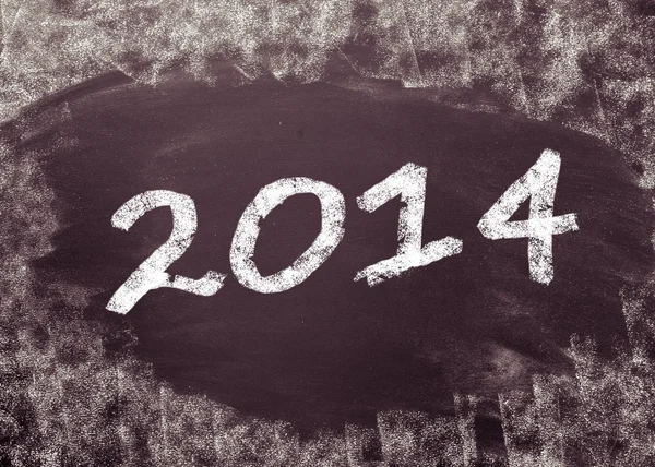 Blackboard med nummer "2014" skriven med krita — Stockfoto