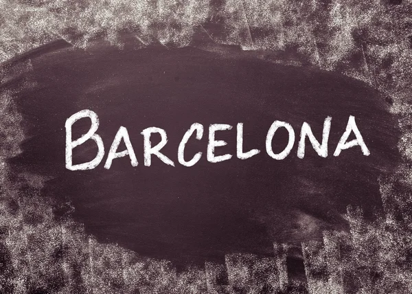 Barcelona handskriven på blackboard — Stockfoto