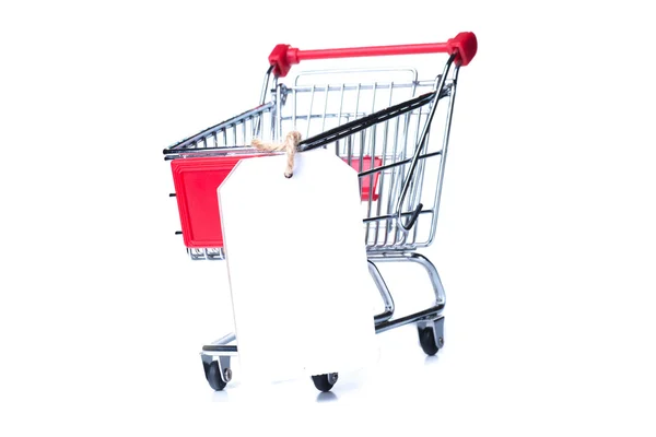 Shopping cart with tag — Stock Photo, Image