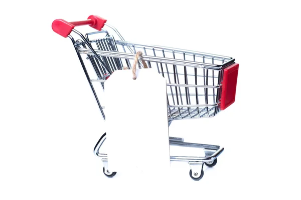 Carrito de compras con etiqueta — Foto de Stock