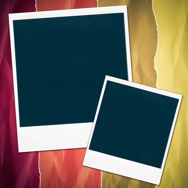 Blank photo frames on a colored background — Stock Photo, Image