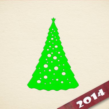 Noel ağacı ile yılbaşı tebrik kartı