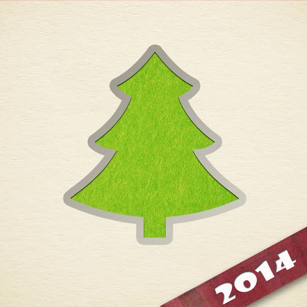 Tarjeta de felicitación de Año Nuevo con árbol de Navidad — Foto de Stock