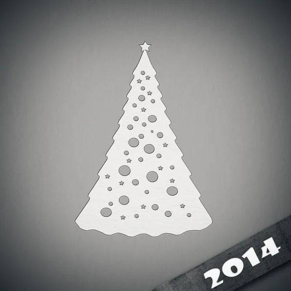 Cartão de saudação de Ano Novo com árvore de Natal — Fotografia de Stock