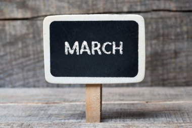 March on Small wooden framed blackboard clipart