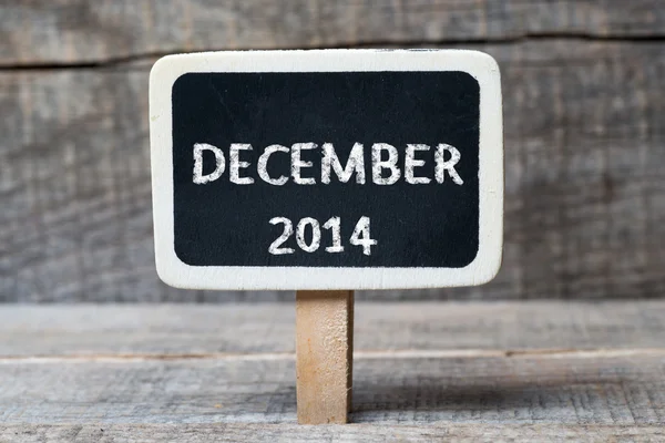 December 2014 op kleine houten frame schoolbord — Stockfoto