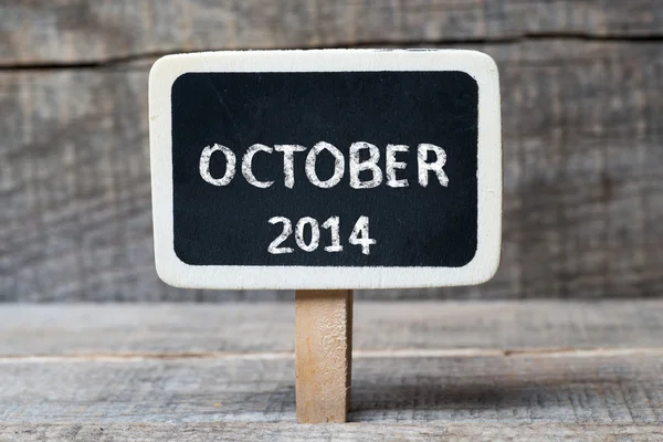 Oktober 2014 op kleine houten frame schoolbord — Stockfoto